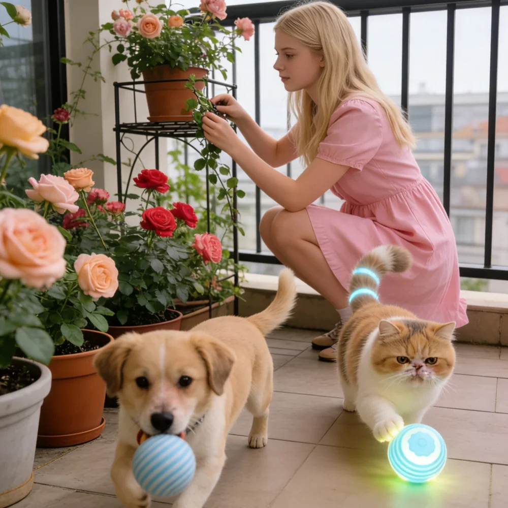 New Cat Interactive Ball Toy,Automatic Rolling Cat Ball Rechargeable,Smart Kitten Interactive Toy,Intelligent Balls Toy for Cat
