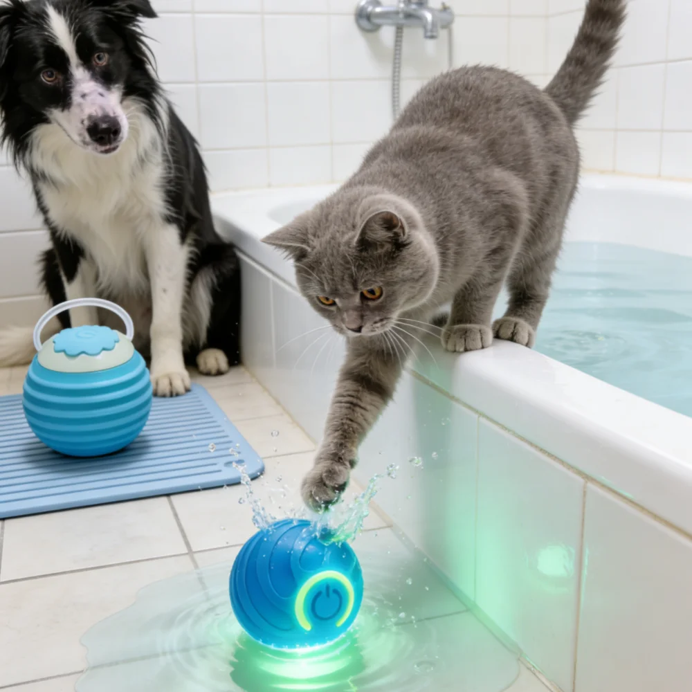 New Cat Interactive Ball Toy,Automatic Rolling Cat Ball Rechargeable,Smart Kitten Interactive Toy,Intelligent Balls Toy for Cat