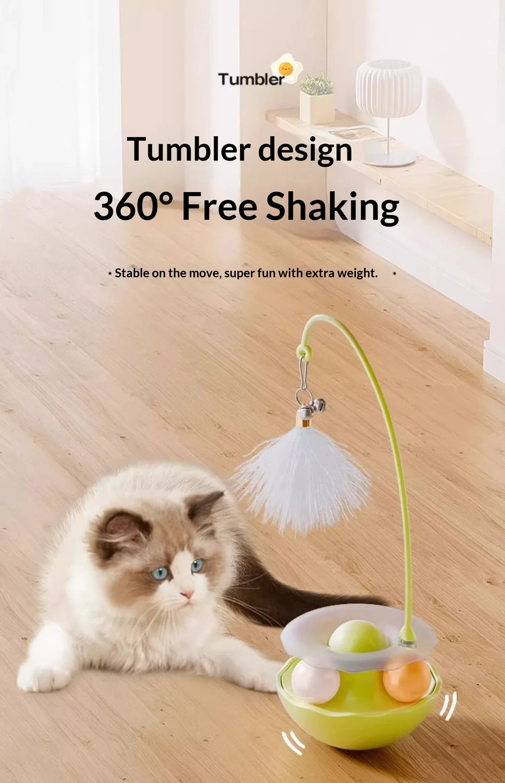 EcoSpin™ | 360° Interactive Tumbler Ball with Natural Feathers